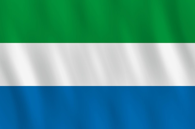 Vlag van Sierra Leone met golvend effect, officiële verhouding.