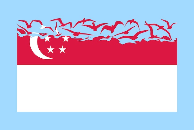 Vlag van Singapore met vrijheidsconcept Vlag van Singapore verandert in vliegende vogels vector