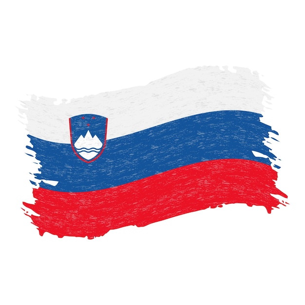 Vlag van Slovenië Grunge abstracte penseelstreek geïsoleerd op een witte achtergrond vectorillustratie