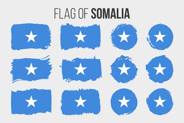 Vlag van Somalië Illustratie penseelstreek en grunge vlaggen van Somalië op wit wordt geïsoleerd