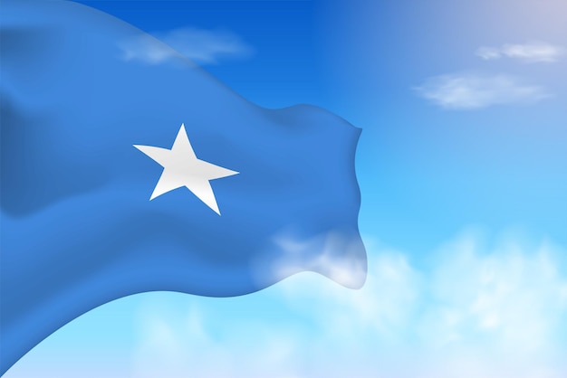 Vlag van Somalië in de wolken. Vector vlag zwaaien in de lucht. Nationale dag realistische vlag illustratie.