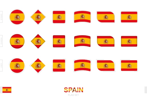 Vlag van Spanje, eenvoudige vlaggen van Spanje met drie verschillende effecten.