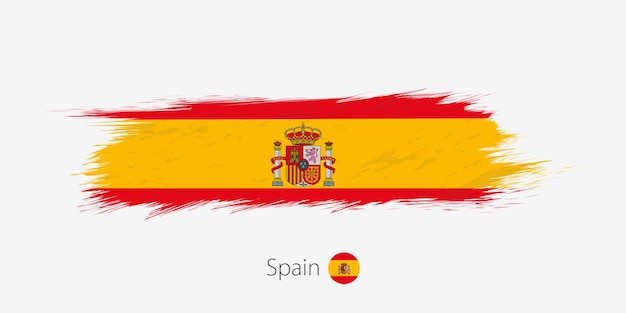Vlag van Spanje grunge abstracte penseelstreek op grijze achtergrond