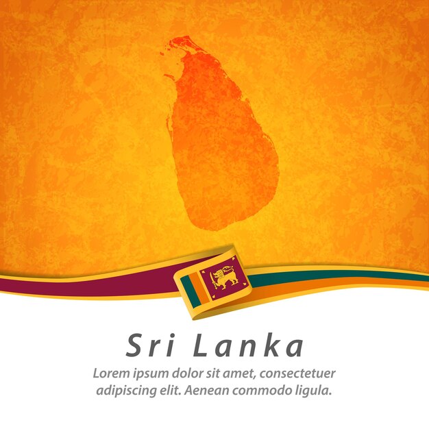 Vlag van sri lanka met centrale kaart