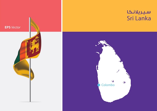 Vlag van Sri Lanka op witte achtergrond met map