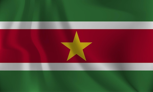 Vlag van Suriname met een golvend effect door de wind