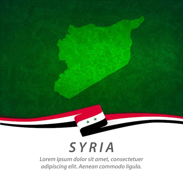 Vlag van Syrië met centrale kaart