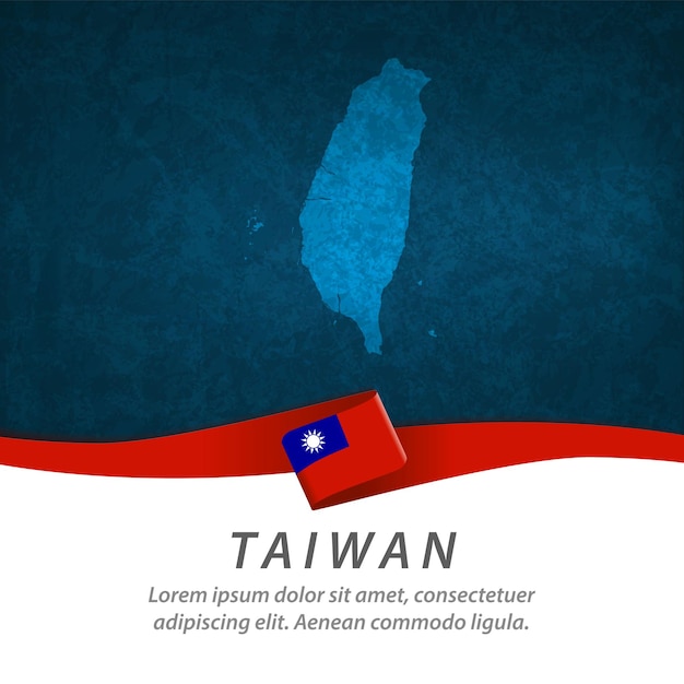 Vlag van taiwan met centrale kaart