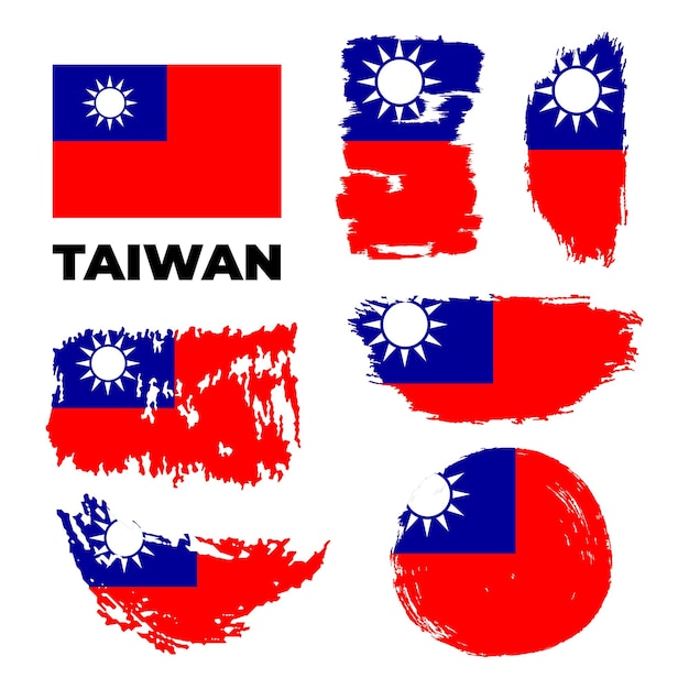 Vlag van Taiwan penseelstreek achtergrond vector