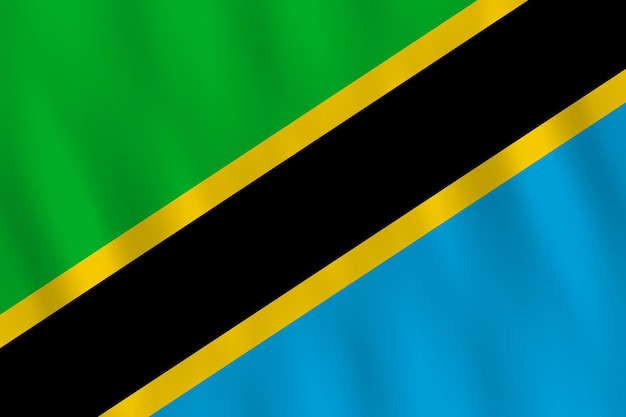 Vlag van Tanzania met zwaaieffect, officiële verhouding.