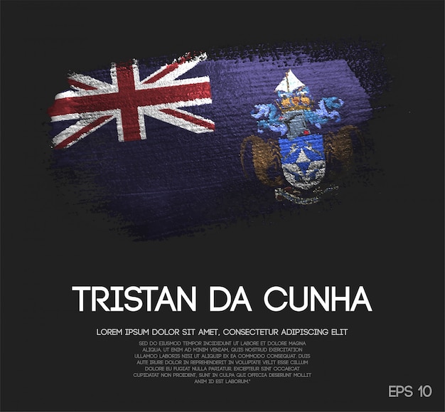 Vlag van Tristan da Cunha Gemaakt van Glitter Sparkle Brush Paint