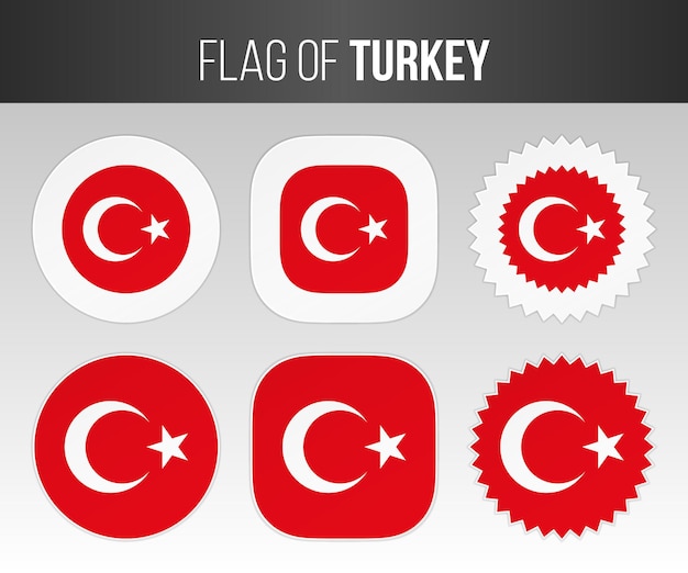 Vlag van turkije etiketten badges en stickers illustratie vlaggen van turkije geïsoleerd