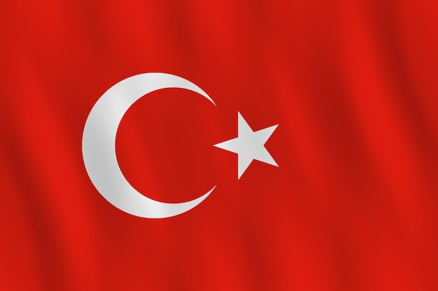 Vlag van turkije met zwaaiend effect, officiële proportie.