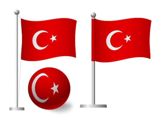 Vlag van Turkije op het pictogram van de paal en de bal