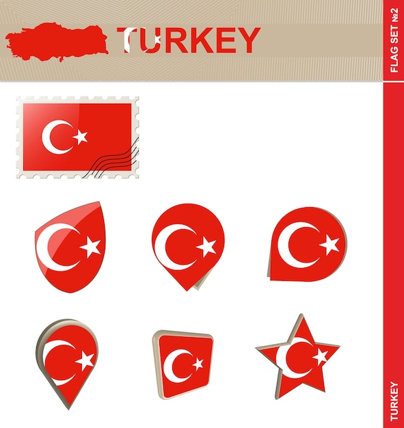 Vlag van turkije set vlag set 2 vector