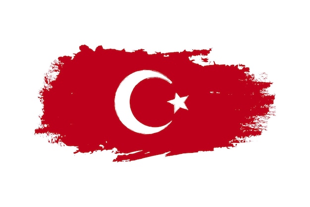 Vlag van turkije verf penseelstreken geïsoleerd op witte achtergrond creatieve vlag van het nationale land van turkije