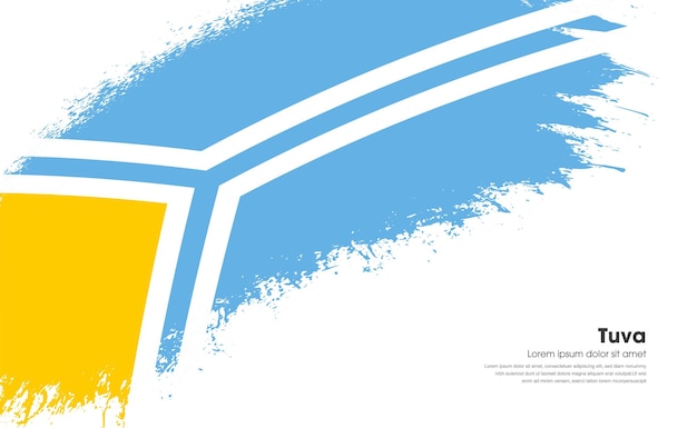 Vlag van Tuva land op kromme stijl grunge penseelstreek met achtergrond