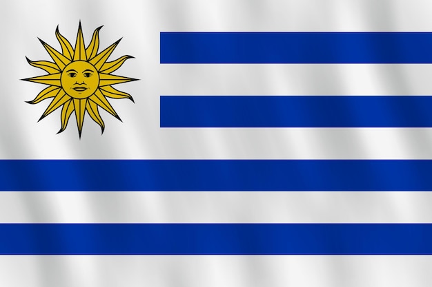 Vlag van Uruguay met zwaaieffect, officiële verhouding.