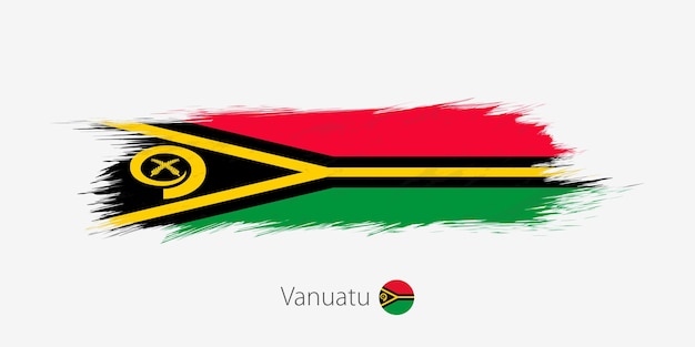Vlag van Vanuatu grunge abstracte penseelstreek op grijze achtergrond