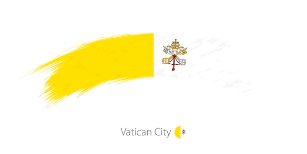 Vlag van Vaticaanstad in afgeronde grunge penseelstreek. Vector illustratie.