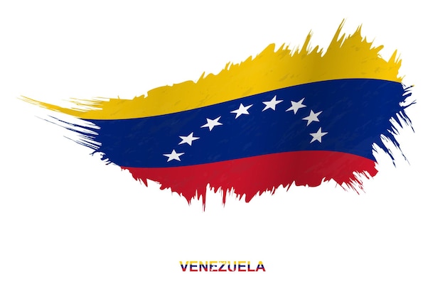 Vlag van Venezuela in grunge stijl met wuivende ingang, vector grunge penseelstreek vlag.