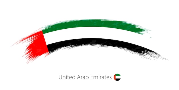 Vlag van Verenigde Arabische Emiraten in afgeronde grunge penseelstreek. Vector illustratie.