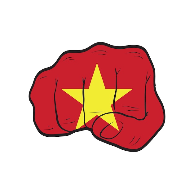 Vlag van Vietnam op een gebalde vuist Strength Power Protest concept