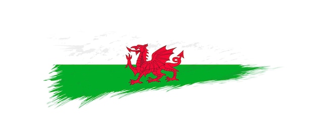 Vlag van Wales in grunge penseelstreek