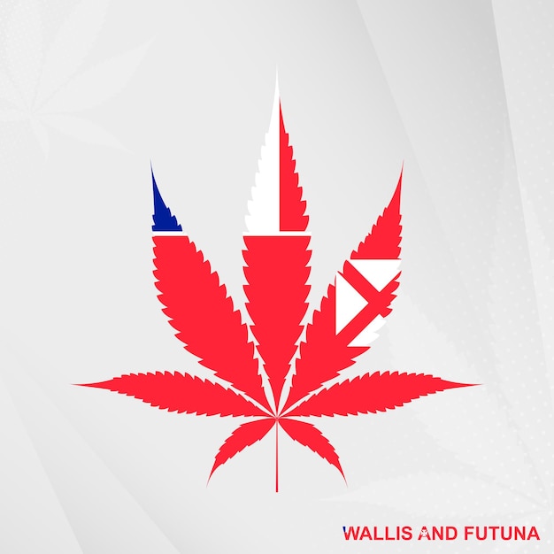 Vlag van Wallis en Futuna in de vorm van het marihuanablad Het concept van legalisatie Cannabis in Wallis en Futuna