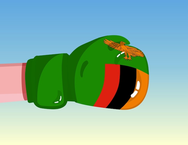 Vector vlag van zambia op bokshandschoen confrontatie tussen landen met concurrentiekracht