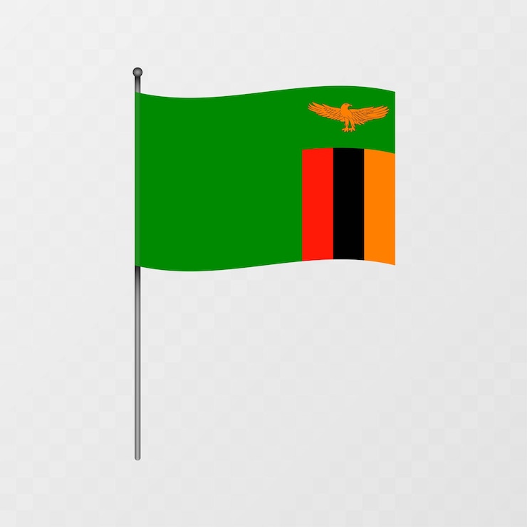 Vector vlag van zambia op vlaggenmast vectorillustratie