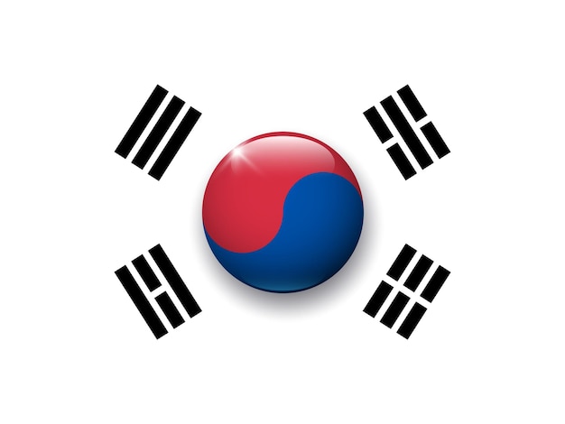 Vector vlag van zuid-korea achtergrond. 3d-vectorelement met schaduw eronder.