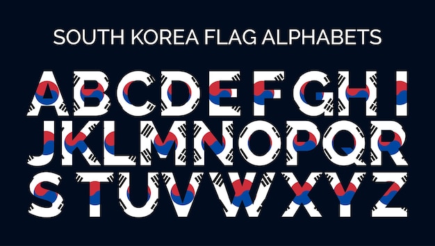 Vlag van Zuid-Korea Alfabetten Letters A tot Z Creative Design Logo's