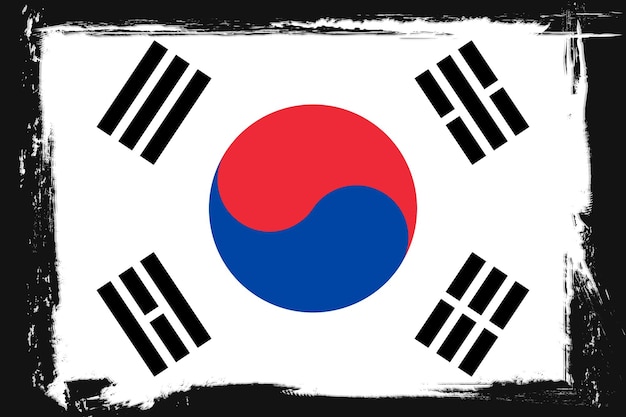 vlag van Zuid-Korea banner met grunge penseel