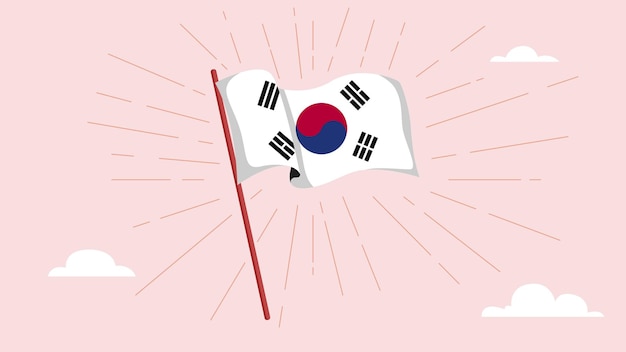 Vlag van Zuid-Korea Hand getrokken vectorillustratie