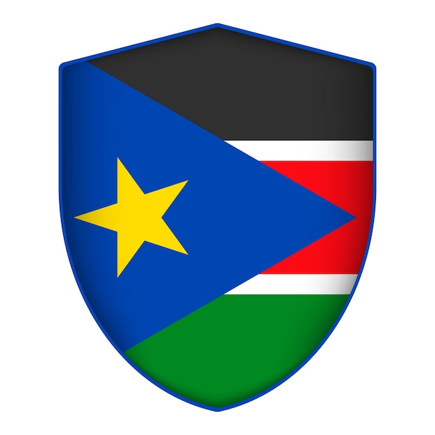 Vlag van Zuid-Sudan in de vorm van een schild Vector illustratie