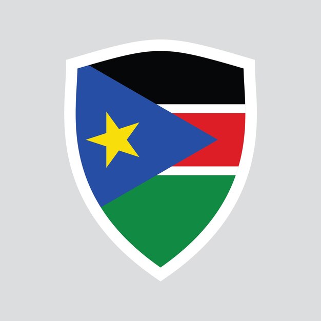 Vlag van Zuid-Sudan in schild Vorm frame