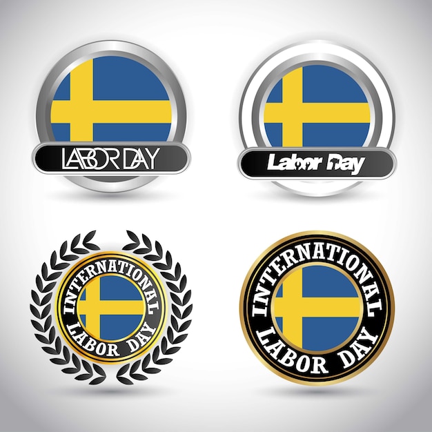Vlag van zweden met arbeidsdag ontwerp vector