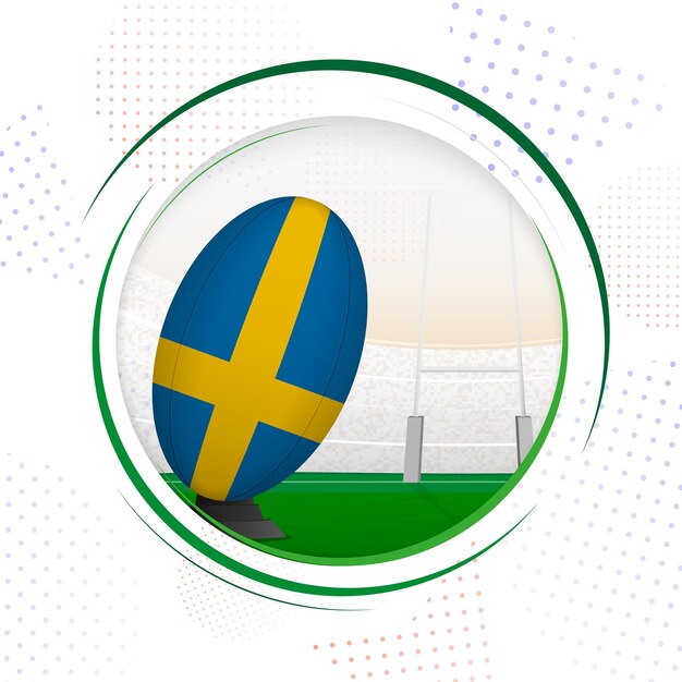 Vlag van Zweden op rugbybal Rond rugbypictogram met vlag van Zweden