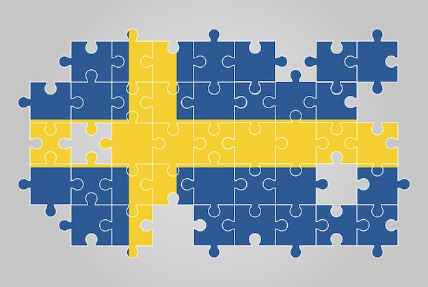 Vlag van Zweden vorm van puzzel vector puzzel kaart Vlag van Zweden voor kinderen