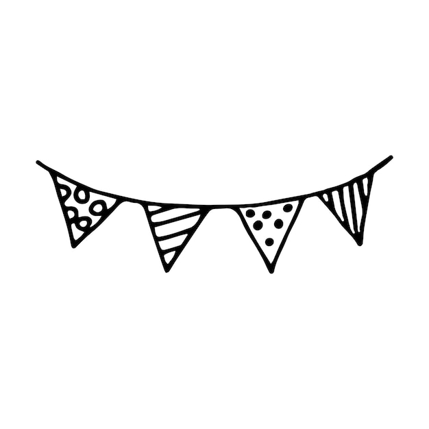 Vlaggen bunting doodle stijl vectorillustratie geïsoleerd op wit