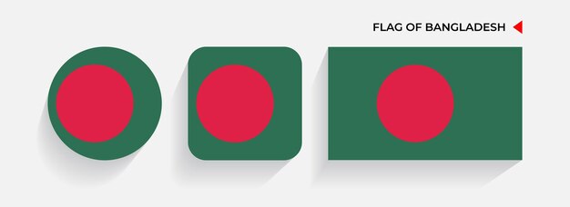 Vlaggen van Bangladesh gerangschikt in ronde vierkante en rechthoekige vormen