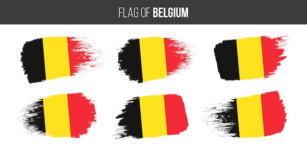 Vlaggen van België Penseelstreek grunge vector illustratie vlag van België geïsoleerd op wit