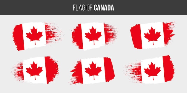 Vlaggen van Canada Penseelstreek grunge vector illustratie vlag van canada geïsoleerd op wit