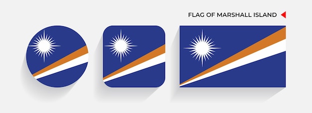 Vlaggen van de Marshall-eilanden gerangschikt in ronde vierkante en rechthoekige vormen