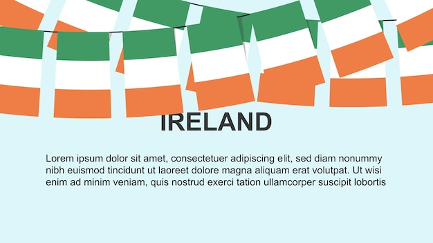 Vector vlaggen van ierland hangen aan een touw viering en begroeting concept onafhankelijkheidsdag