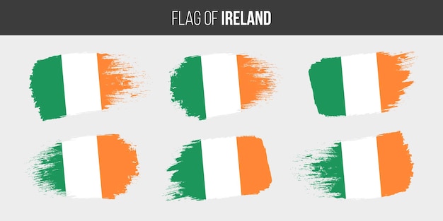 Vlaggen van Ierland Penseelstreek grunge vector illustratie vlag van Ierland geïsoleerd op wit