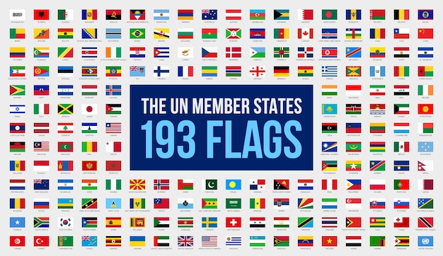 Vlaggen van lidstaten van de verenigde naties platte nationale vlaggen van de landen van de verenigde naties un