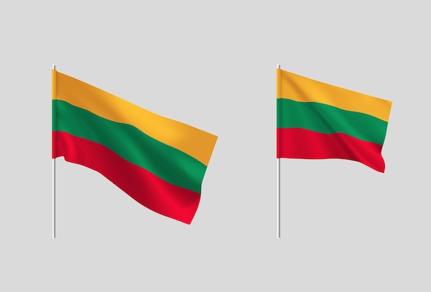 Vlaggen van Litouwen Set van nationale realistische Litouwse vlaggen Vector