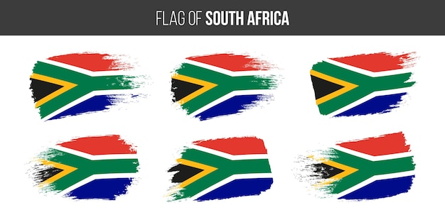 Vlaggen van Zuid-Afrika Penseelstreek grunge vector illustratie vlag van Zuid-Afrika RSA geïsoleerd white